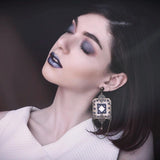 Danfi needlwork collection - hand embroidered square shaped earrings side