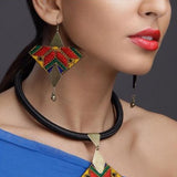 Danfi needlwork collection - hand embroidered necklace & earrings side view