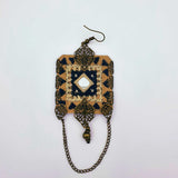 Danfi needlwork collection - hand embroidered square shaped earrings front