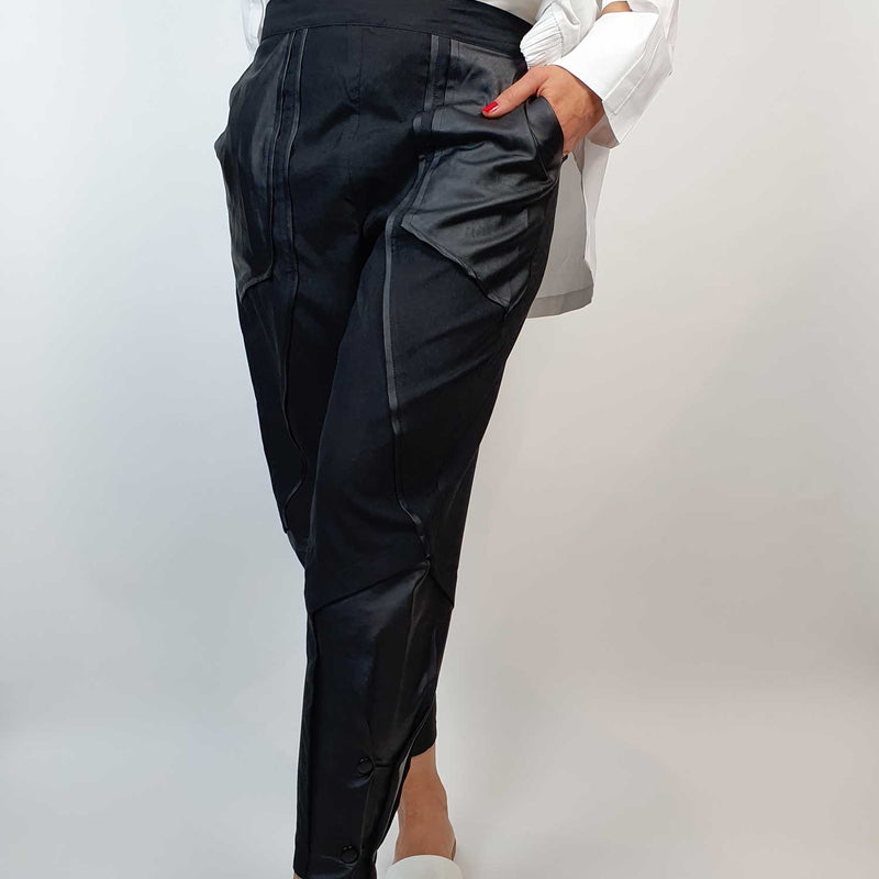 Danfi black tapered trousers front 2