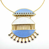 24K Gold Plated Bronze necklace with Enamelwork (handmade) front- details