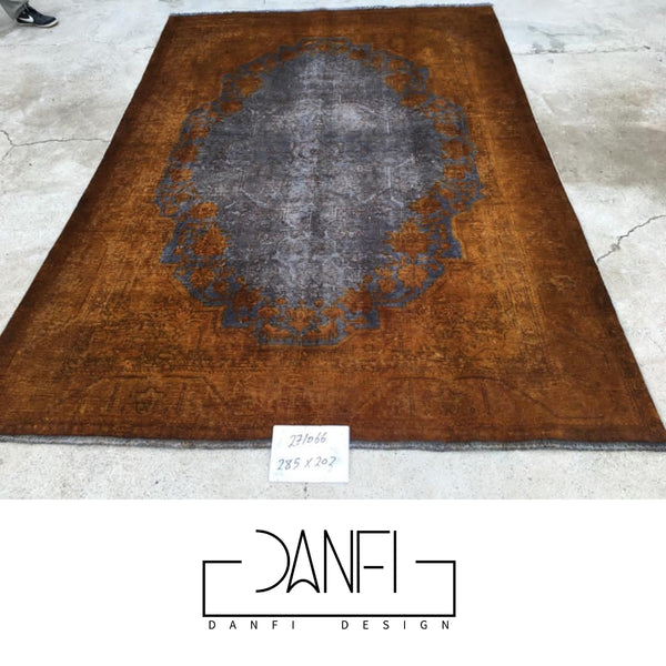 Danfi overdyed vintage Persian carpet/rug- brown & grey