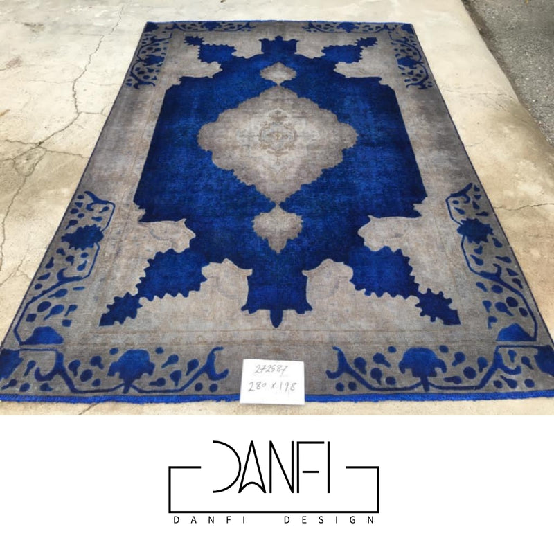 Danfi overdyed vintage Persian carpet/rug- blue & grey