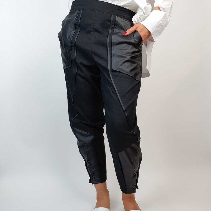 Danfi black tapered trousers front