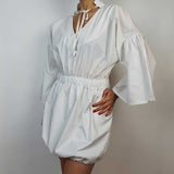 Danfi white V-neck mini dress side 2