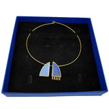 24K Gold Plated Bronze necklace with Enamelwork (handmade)- box