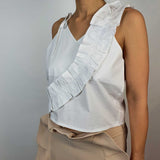 Danfi white V-neck asymmetrical top side