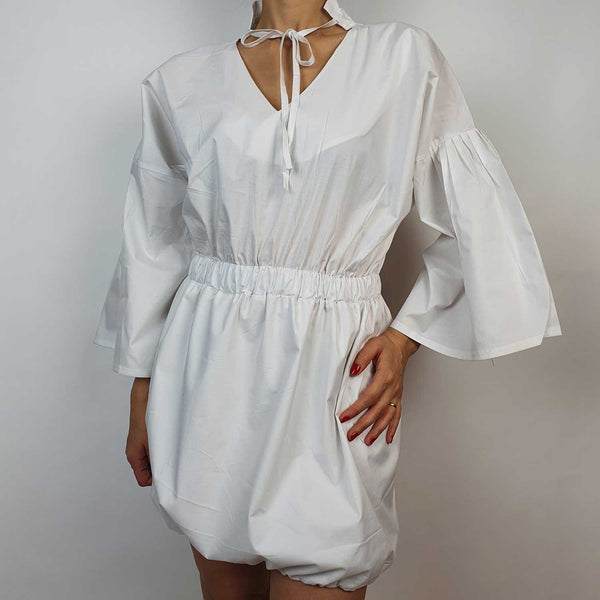 Danfi white V-neck mini dress