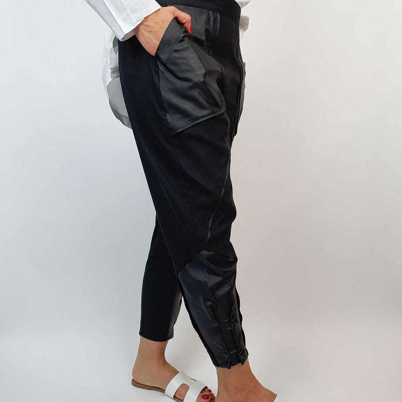 Danfi black tapered trousers front side