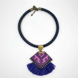 Danfi needlwork collection - hand embroidered purple necklace 