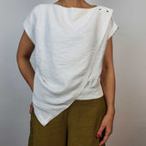 Danfi Sleeveless top with a triangular front drape front 2