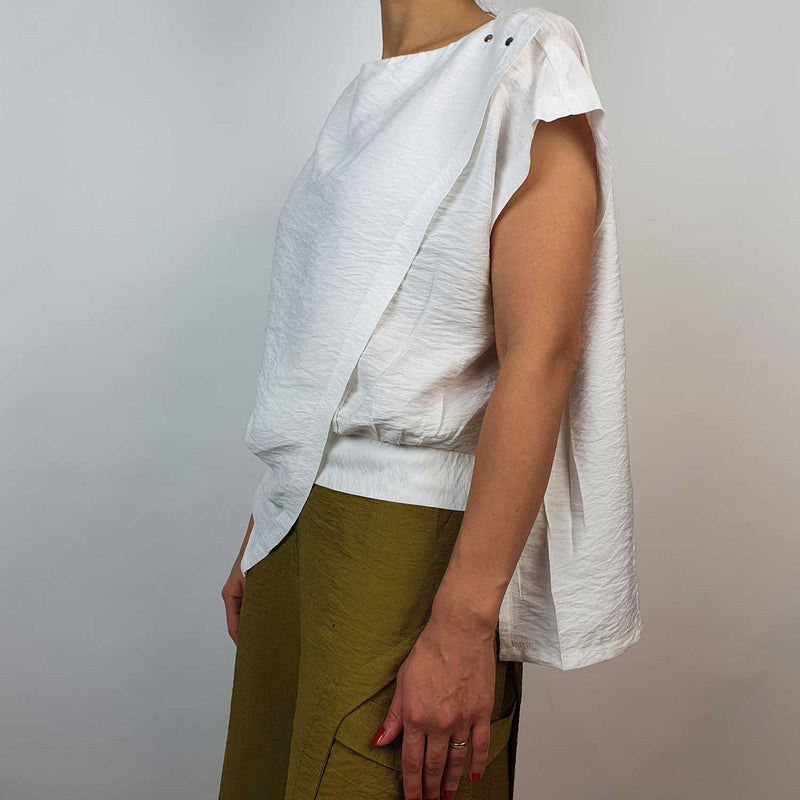 Danfi Sleeveless top with a triangular front drape side