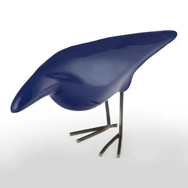 ceramic crow sculpture -blue