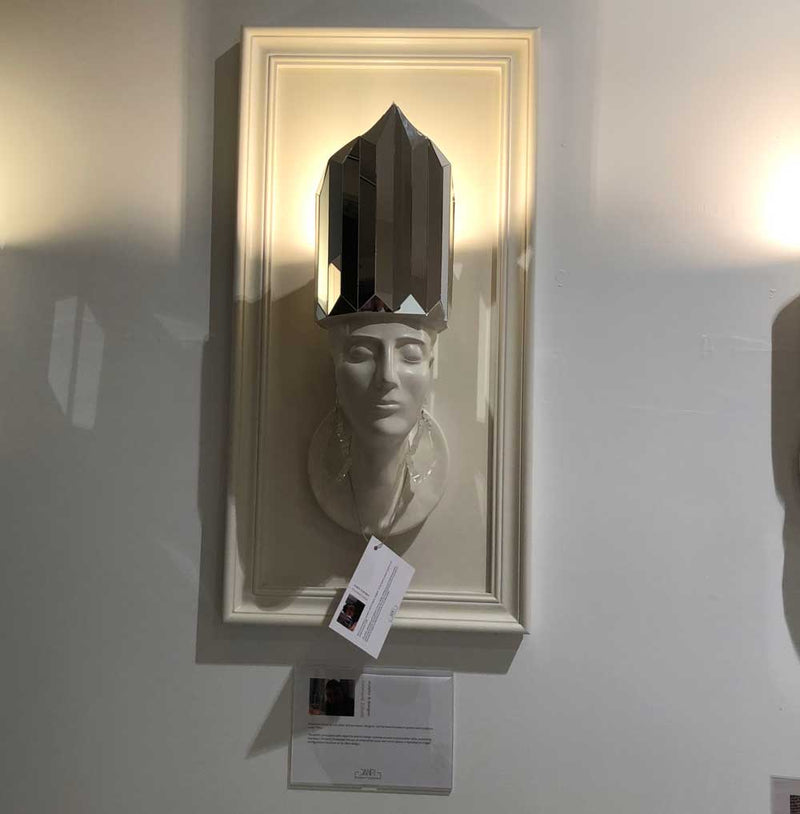 Queen's Pride sculpture/lamp-mirrorwork crown with frame