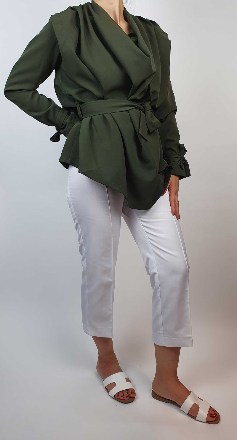 Danfi green top and white trousers set