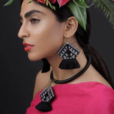 Danfi needlwork collection - hand embroidered jewellery set  side